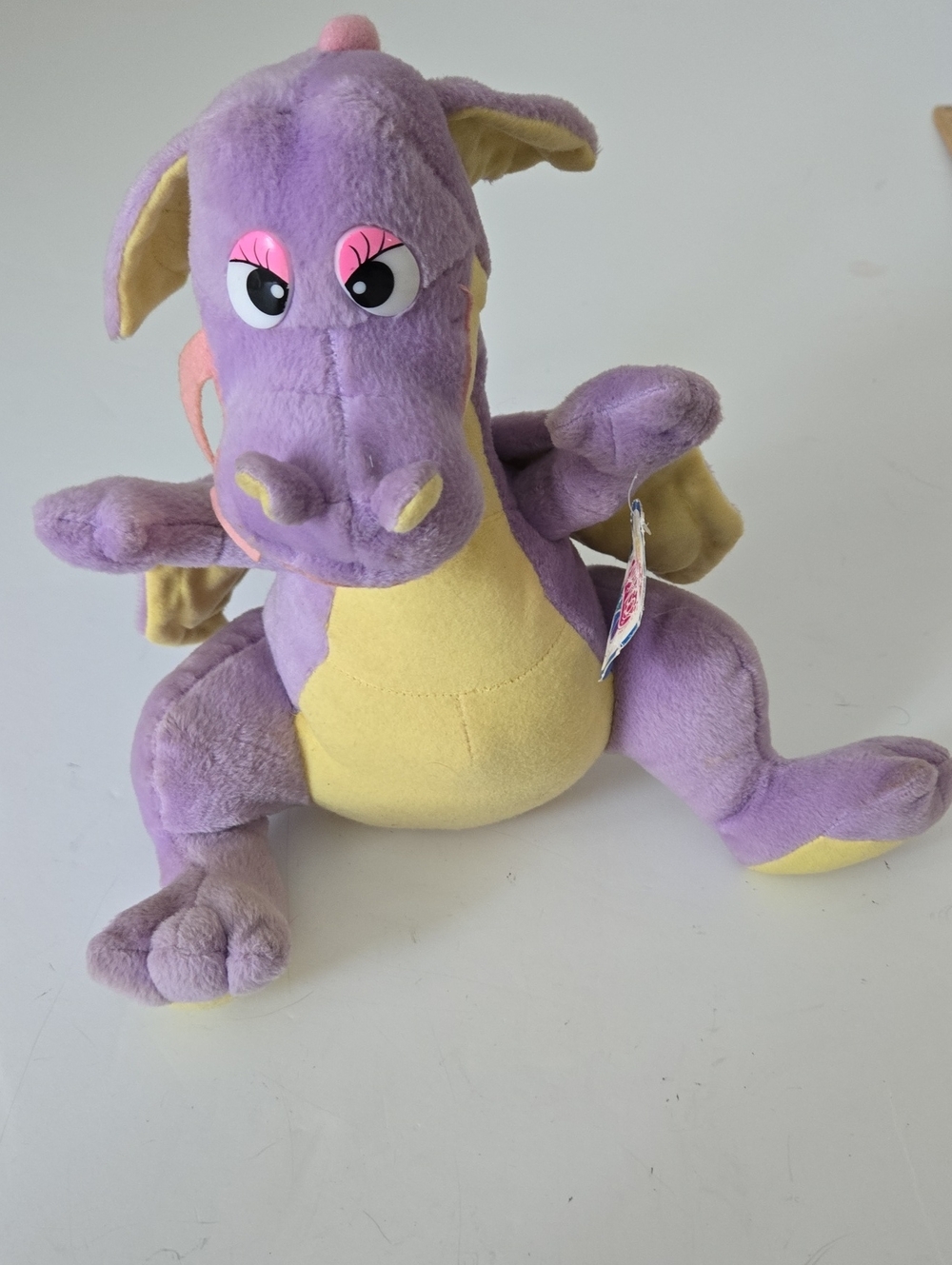 Nanco Vintage Plush Purple and Yellow Dragon Stuffed Animal - Kids Cuddly Toy